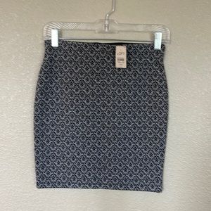 Grey with black flower pencil-style mini skirt.